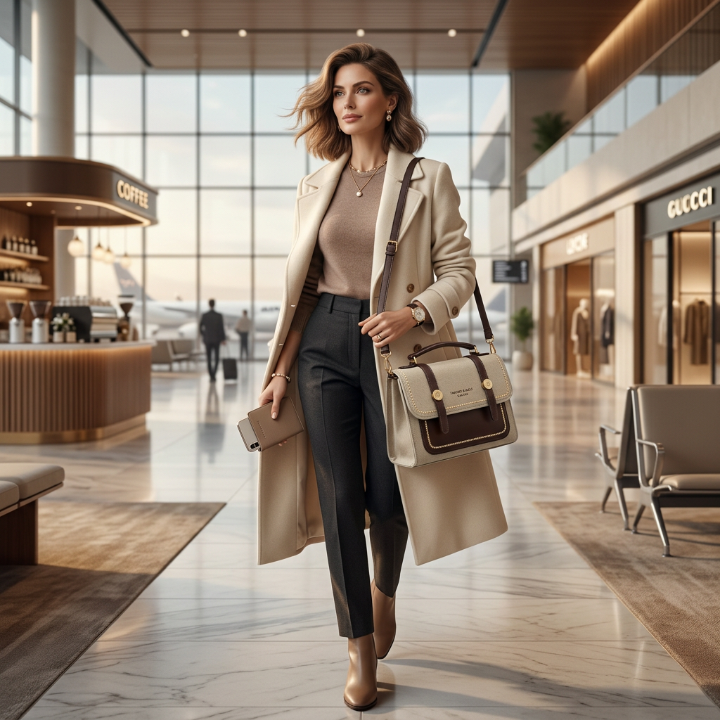 Luxury sage green canvas and brown leather satchel handbag with gold chain strap for women